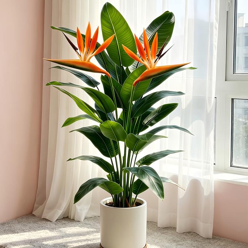 Dracaena Marginata - ต้นกล้วยประดิษฐ์เหมือนจริง พร้อมดอกพลาสติก Bird of Paradise ปลอม