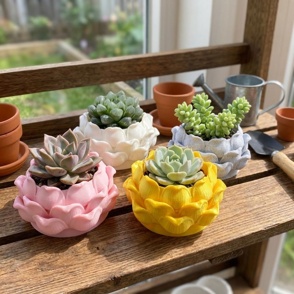 กระถางต้นไม้รูปดอกบัว พลาสติกพ - Echeveria Succulent บทวิจารณ์และราคา